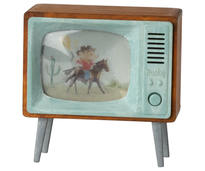 Maileg mouse miniature television for dollhouse pretend play