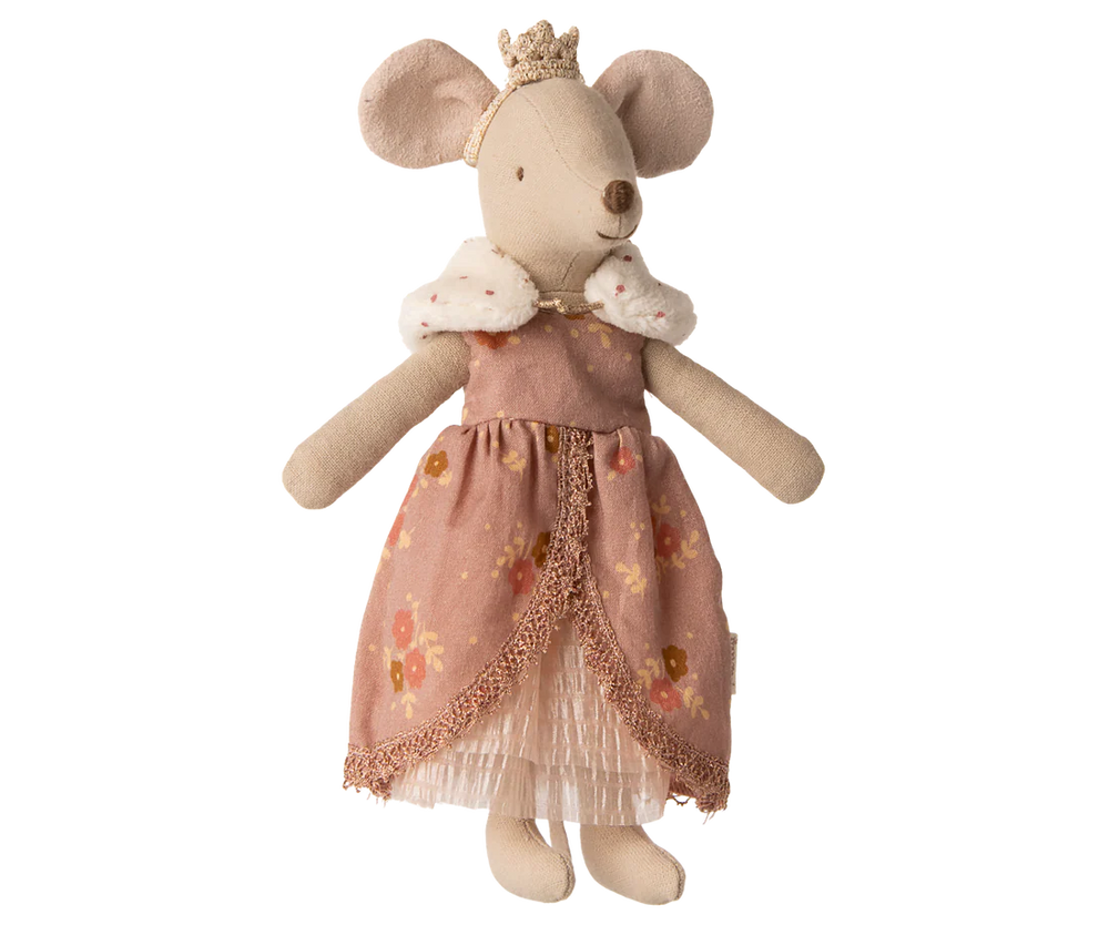 Maileg Mum Mouse dressed in the Queen Dress, perfect for playtime or display with doll accessories