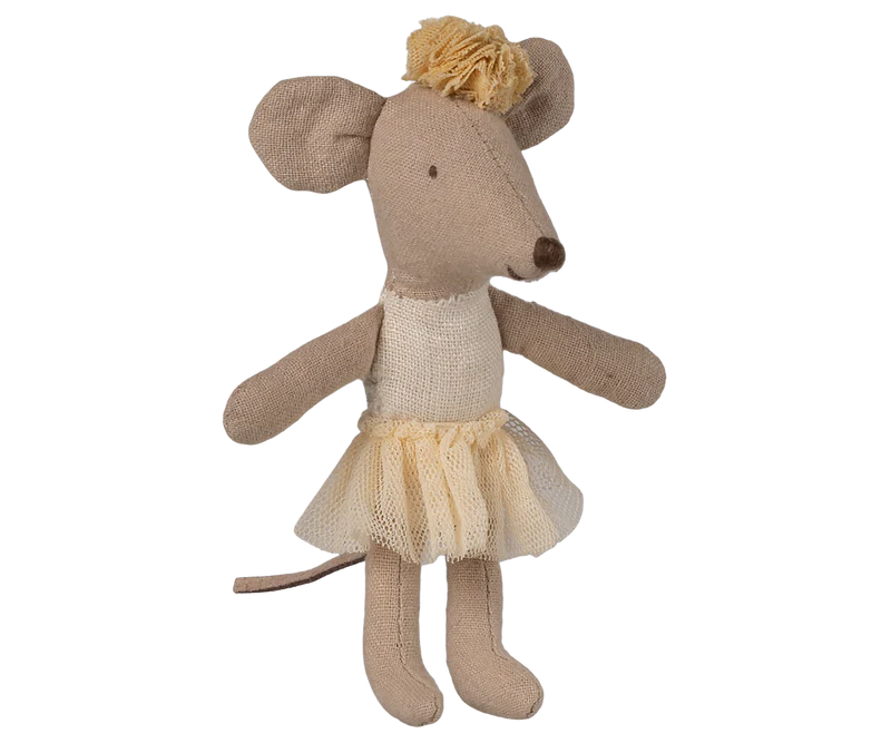Graceful Maileg Ballerina Mouse, Little Sister - Off White with tutu and headband from the beloved Maileg toys collection