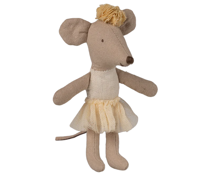 Graceful Maileg Ballerina Mouse, Little Sister - Off White with tutu and headband from the beloved Maileg toys collection
