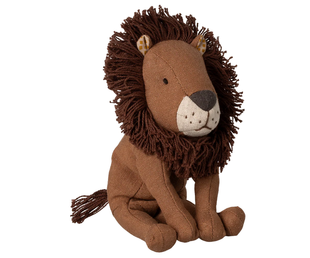 Maileg Little Leo stuffed lion - soft plush lion toy with mane and Maileg signature charm