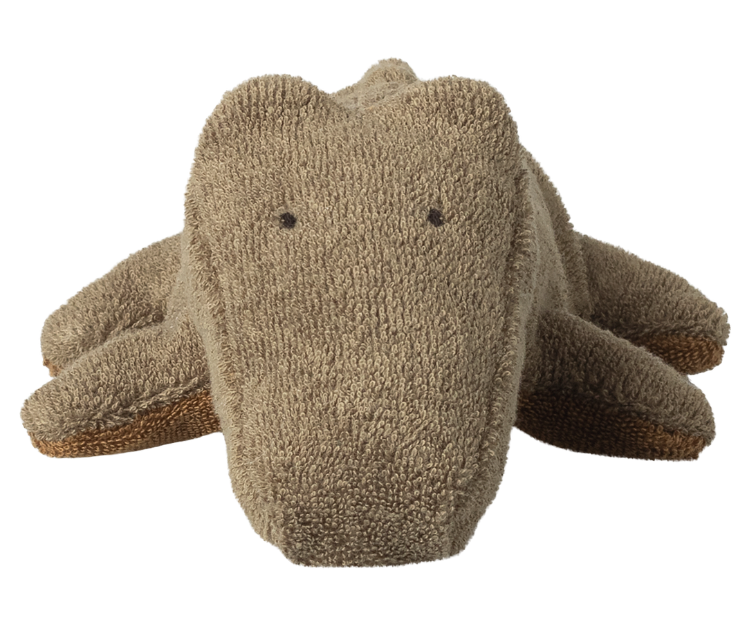 Maileg mini olive crocodile front view with weighted base, Maileg Safari Friends stuffed animal