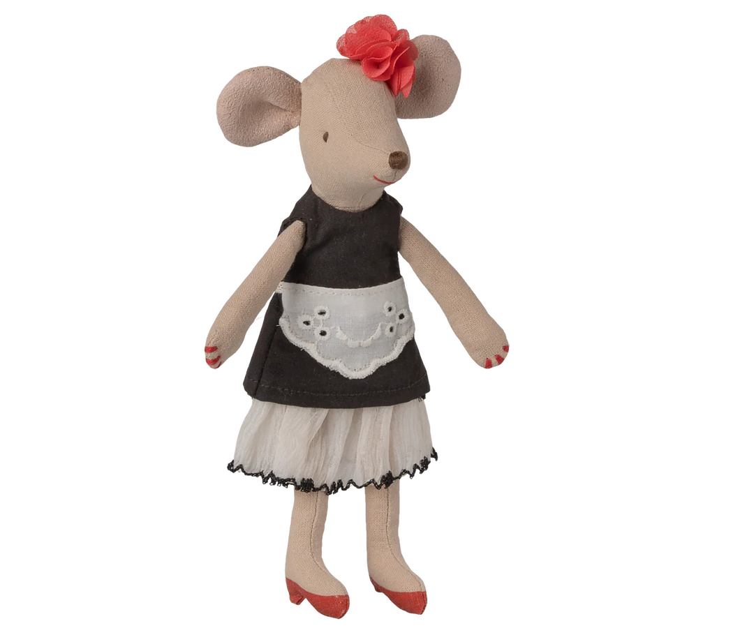 Maileg Beautician Mouse Mum - mouse doll dressed in salon apron with beauty accessories