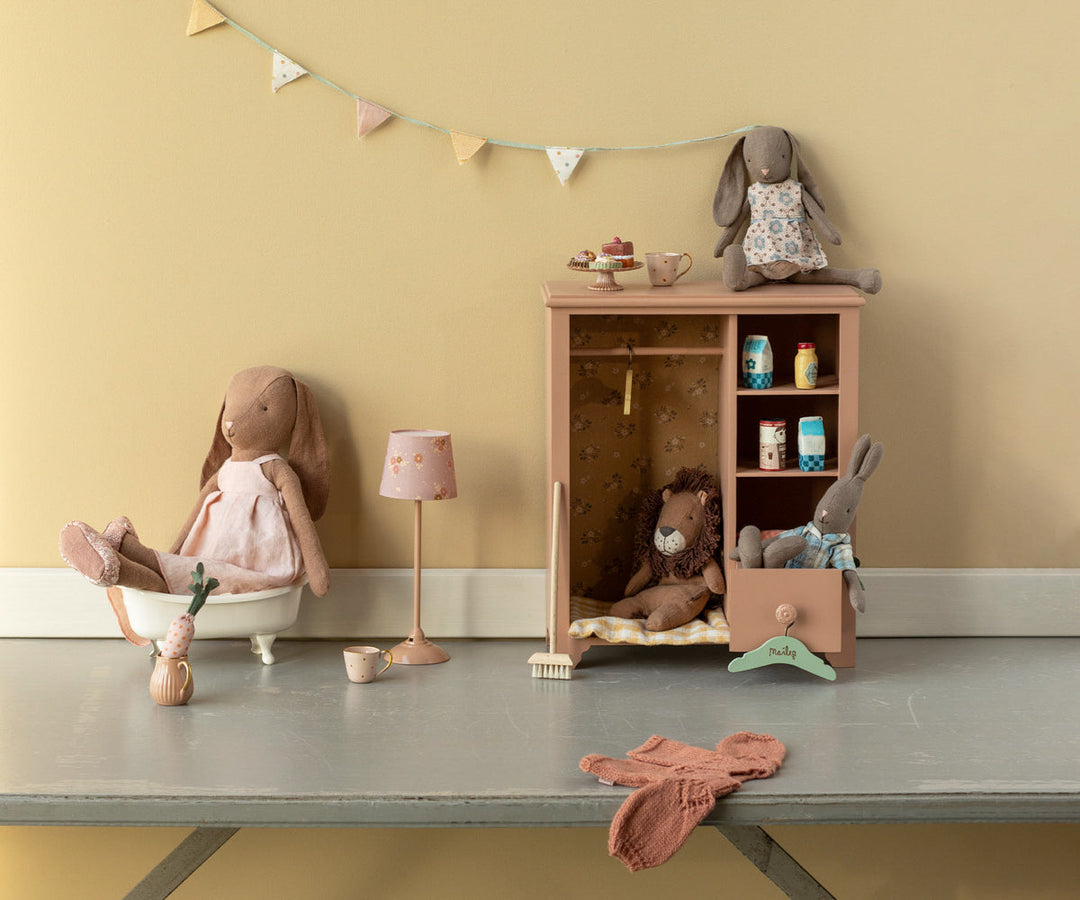 Dark powder Maileg floor lamp for mouse dollhouse pretend play