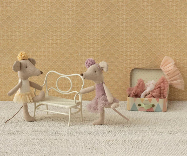 Soft off white Maileg Ballerina Mouse, Little Sister styled for imaginative play with charming Maileg plush toys appeal