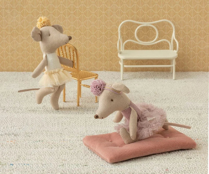 Whimsical ballerina design on the Maileg Ballerina Mouse, Little Sister perfect for collectors of Maileg heirloom toys