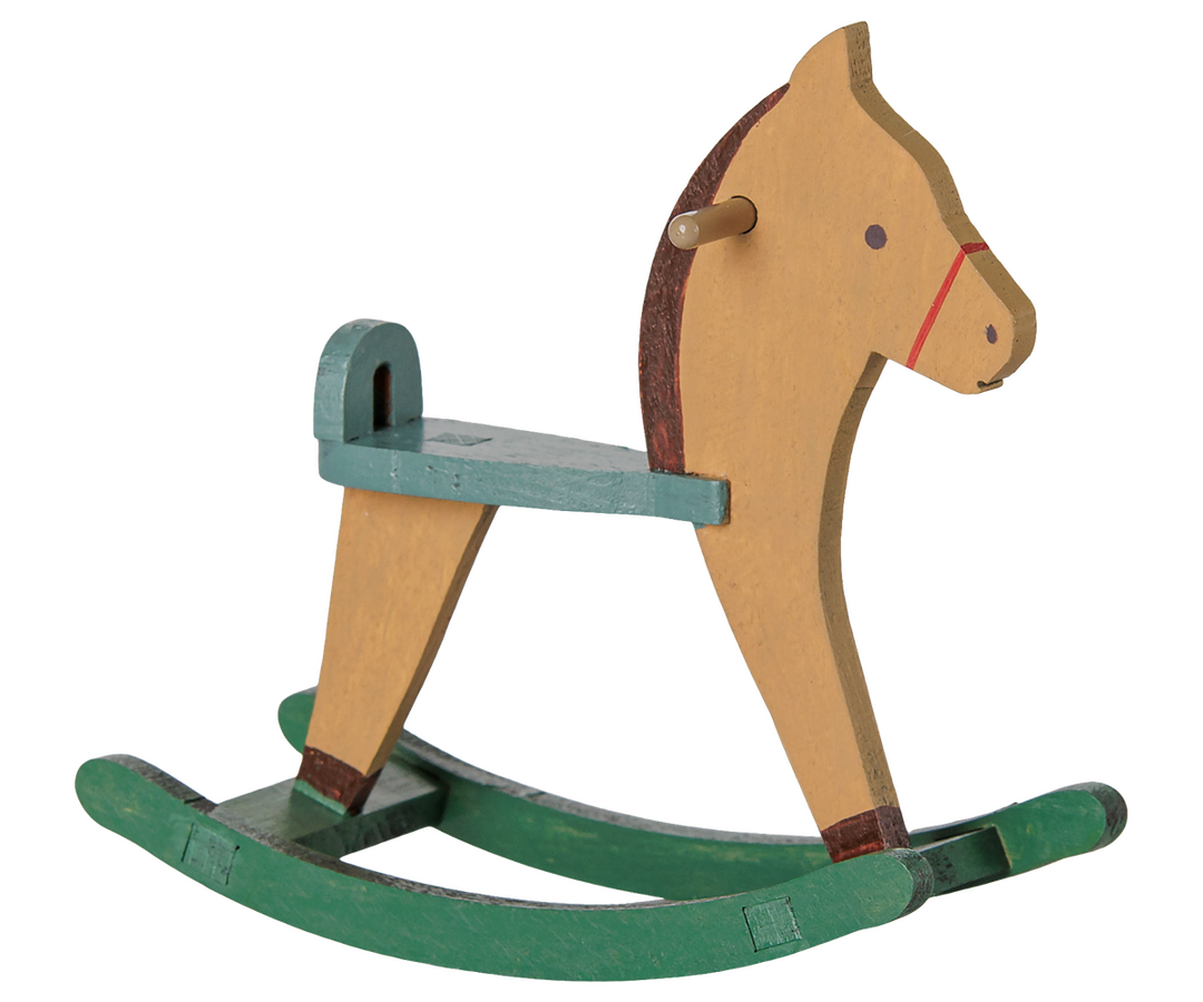 Maileg Rocking Horse, Mouse - Light Brown, wooden dollhouse toy for Little & Big Brother/Sister mice