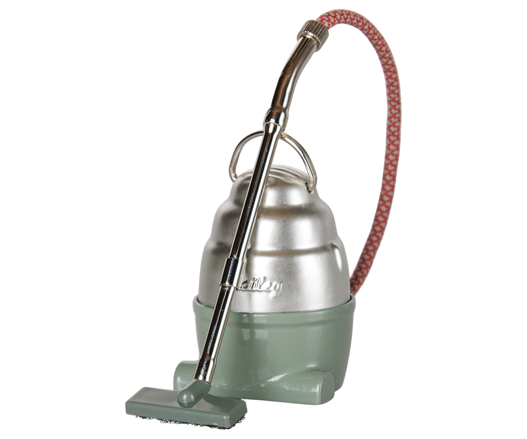 Dark Mint mouse vacuum cleaner by Maileg, metal handle for magnetic-paw Maileg mice