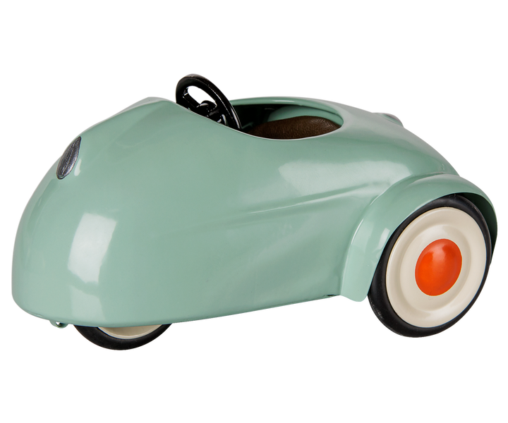 A Light Mint Maileg car with pull string sits ready for play, part of the Maileg mouse toys lineup