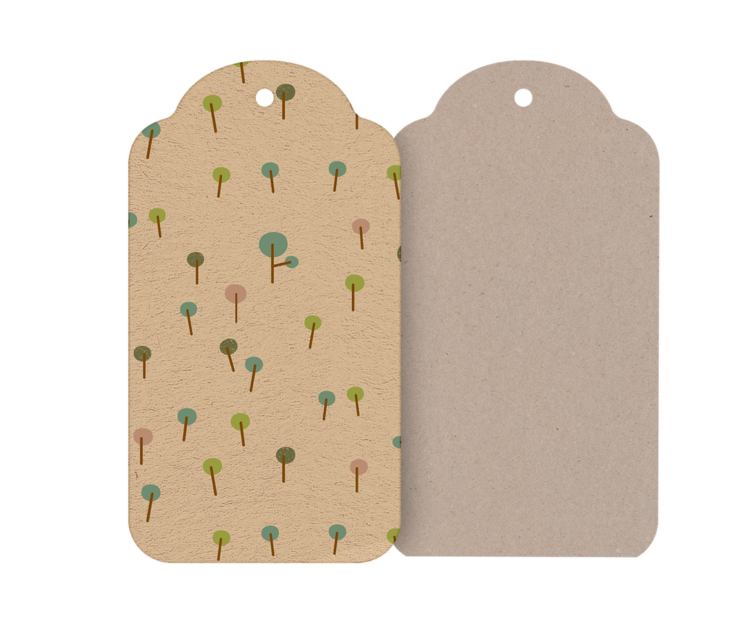 Maileg Gift Tags, Wood Land Green 12 pack, woodland tree pattern paper tags for gift wrapping