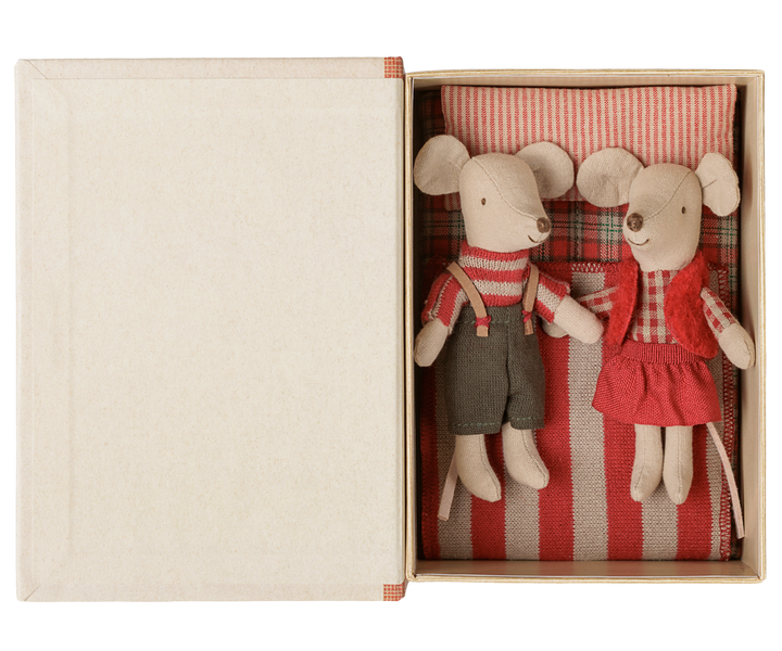 Closed Christmas Tales storybook by Maileg holding twin Christmas mice inside