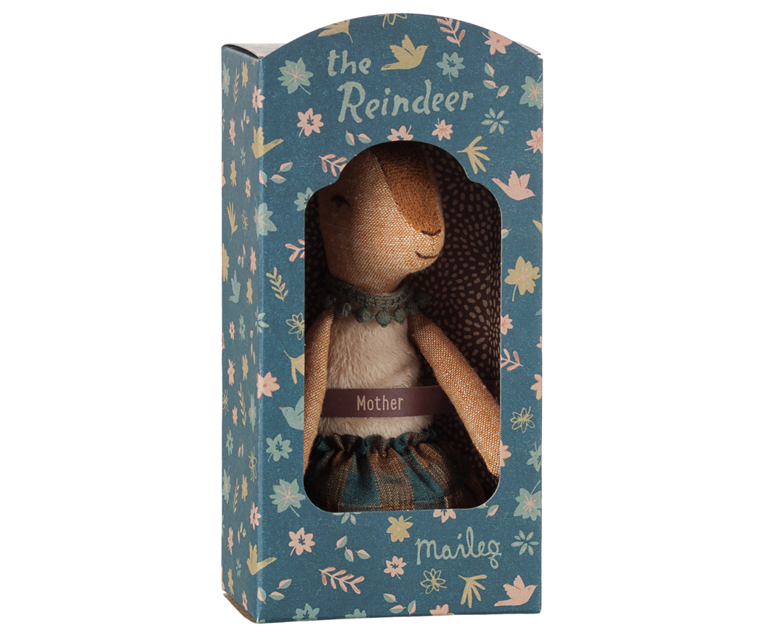 The Reindeer Mother in original Maileg box, cozy holiday plush gift for dollhouse collectors