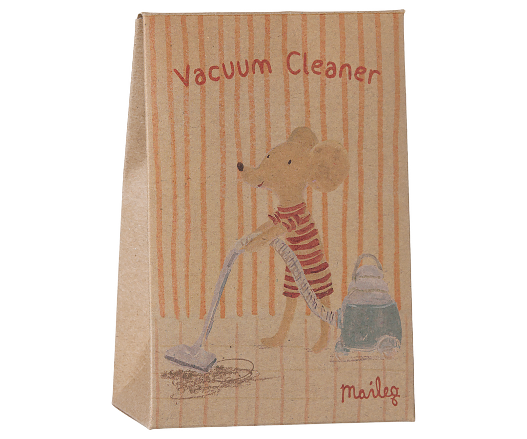 Mouse-size vacuum by Maileg in Dark Mint, pretend-play dollhouse accessory for Maileg mice