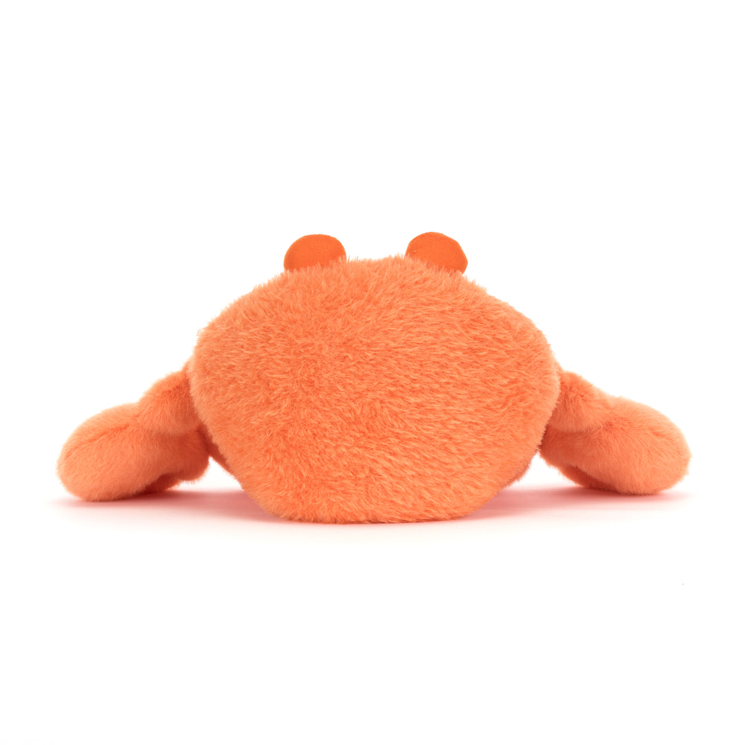 Jellycat Pinchsnap Crab side view -- soft ocean animal plush 6.7in, crustacean stuffed toy with textured body, unique beach gift for crab lovers and marine life fans
