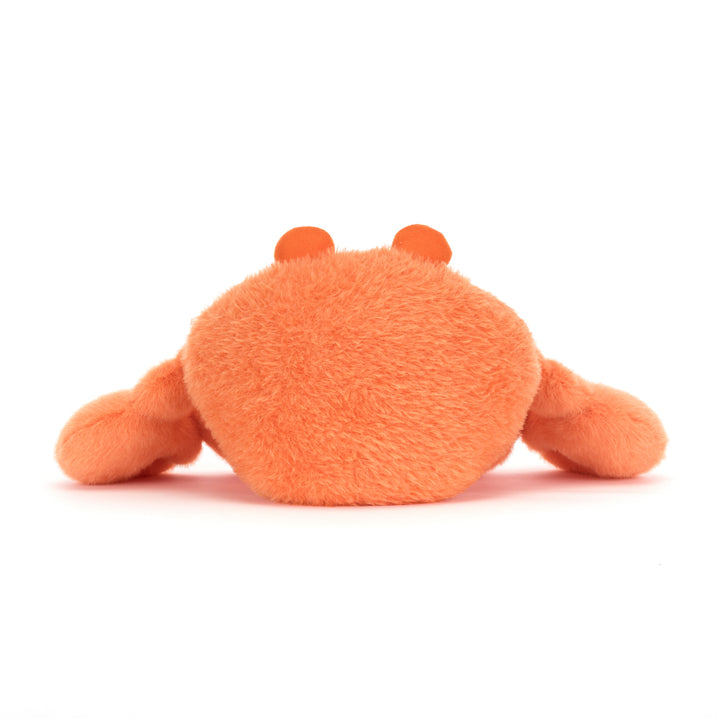 Jellycat Pinchsnap Crab side view -- soft ocean animal plush 6.7in, crustacean stuffed toy with textured body, unique beach gift for crab lovers and marine life fans