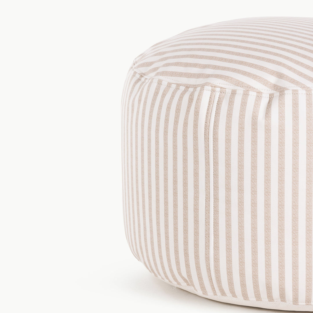 Gather stipe pouf made with vegan leather