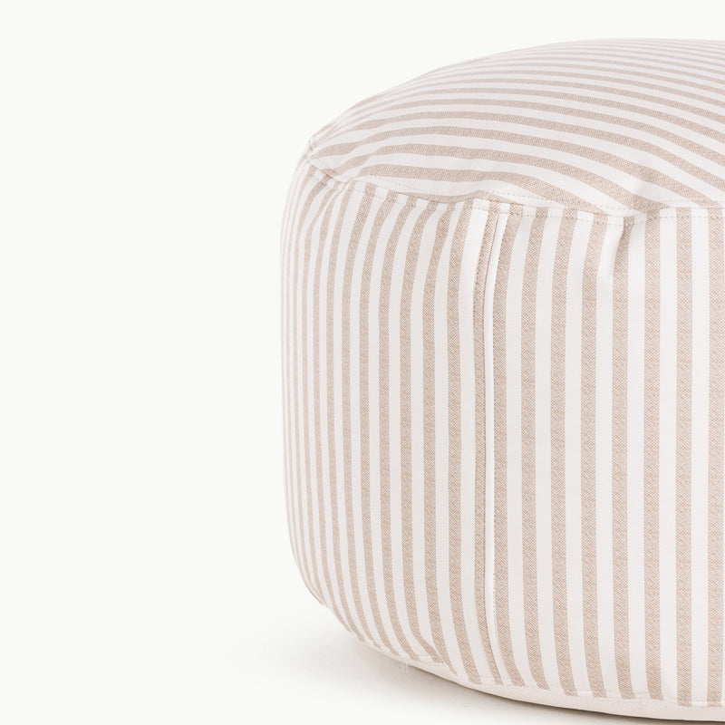 Gather stipe pouf made with vegan leather