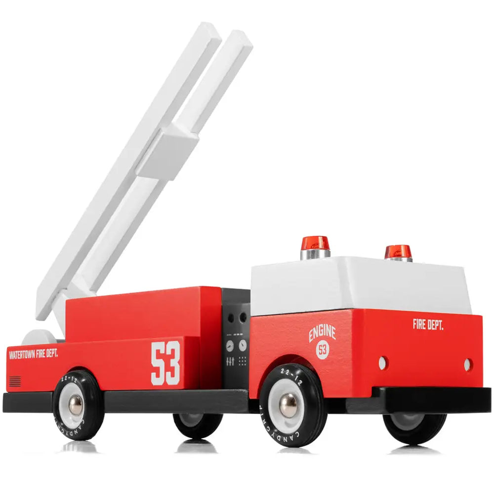 Children's fire truck toy by Candylab, featuring Engine 53 design.