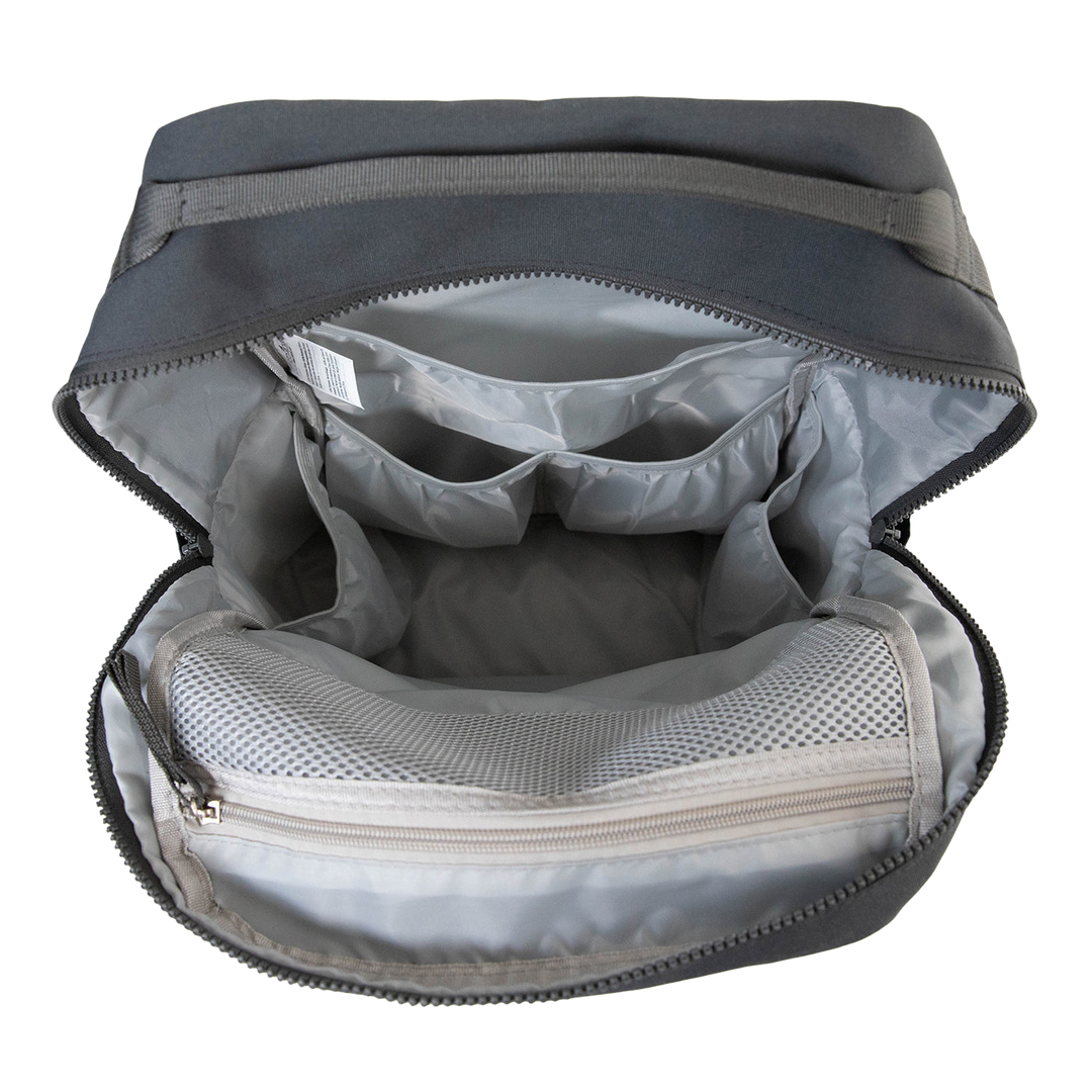 Interior view of the Little Unicorn Red Rovr Roo Backpack - Charcoal, built for functionality and top-rated backpack for kids.