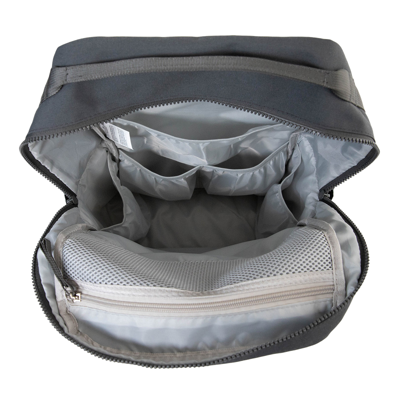 Interior view of the Little Unicorn Red Rovr Roo Backpack - Charcoal, built for functionality and top-rated backpack for kids.