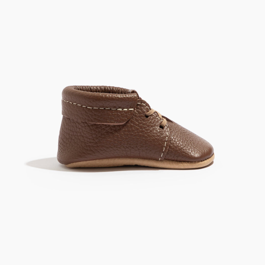 Freshly Picked Chestnut Oxford baby shoe side profile, soft sole for crawlers
