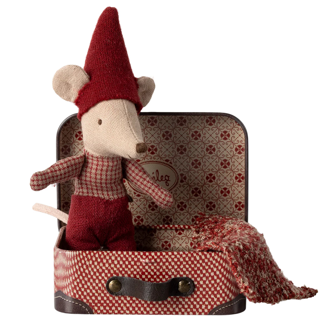 Maileg dollhouse christmas mouse in suitcase