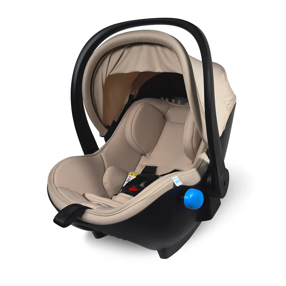 clek liingo baseless infant car seat in beige latte ziip fabric