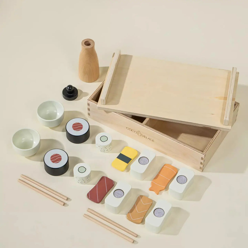 coco village pretend play sushi wooden kitchen toys