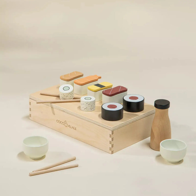Coco Village wooden sushi toy food set