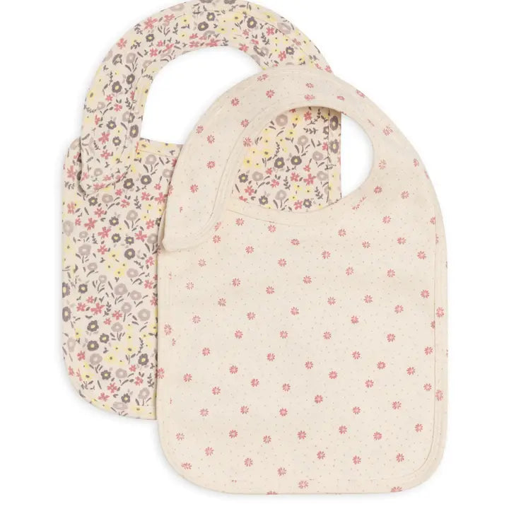 Colored Organics Organic 2-Pack Muslin Bibs in Giada Carla Floral, soft muslin bibs for babies made with organic cotton
