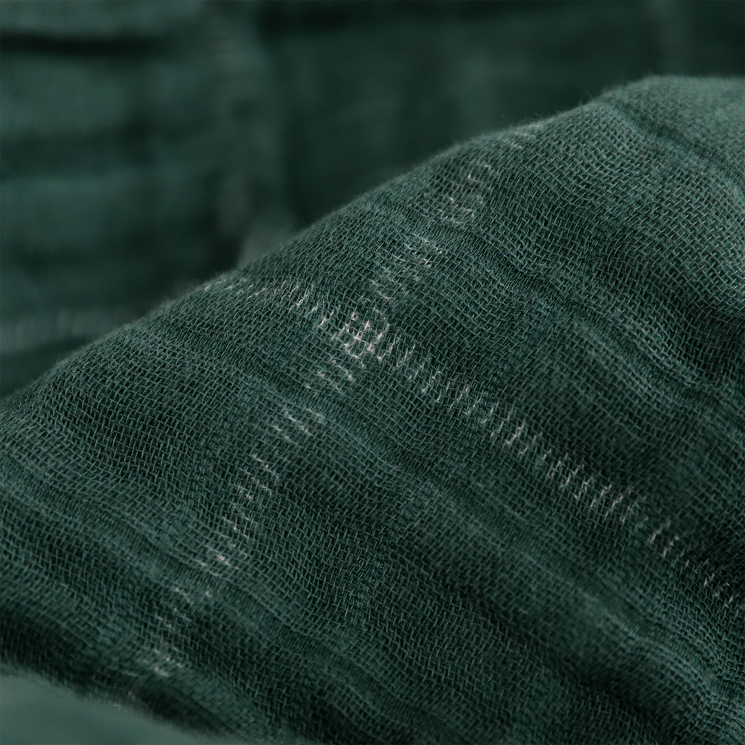 Cozy Cotton Muslin Quilted Throw – Evergreen Plaid by Little Unicorn, ideal as a baby blanket.