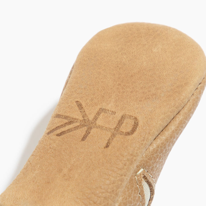 Freshly Picked Cowboy Chelsea Boot baby shoe sole logo close-up, handmade leather