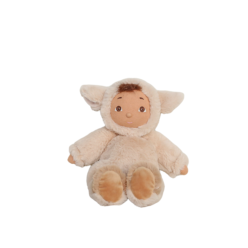 Cozy Day Dinkum Lamby Tig sitting upright, soft cream lamb stuffed animal by Dinkum Dolls