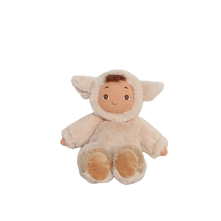 Cozy Day Dinkum Lamby Tig sitting upright, soft cream lamb stuffed animal by Dinkum Dolls