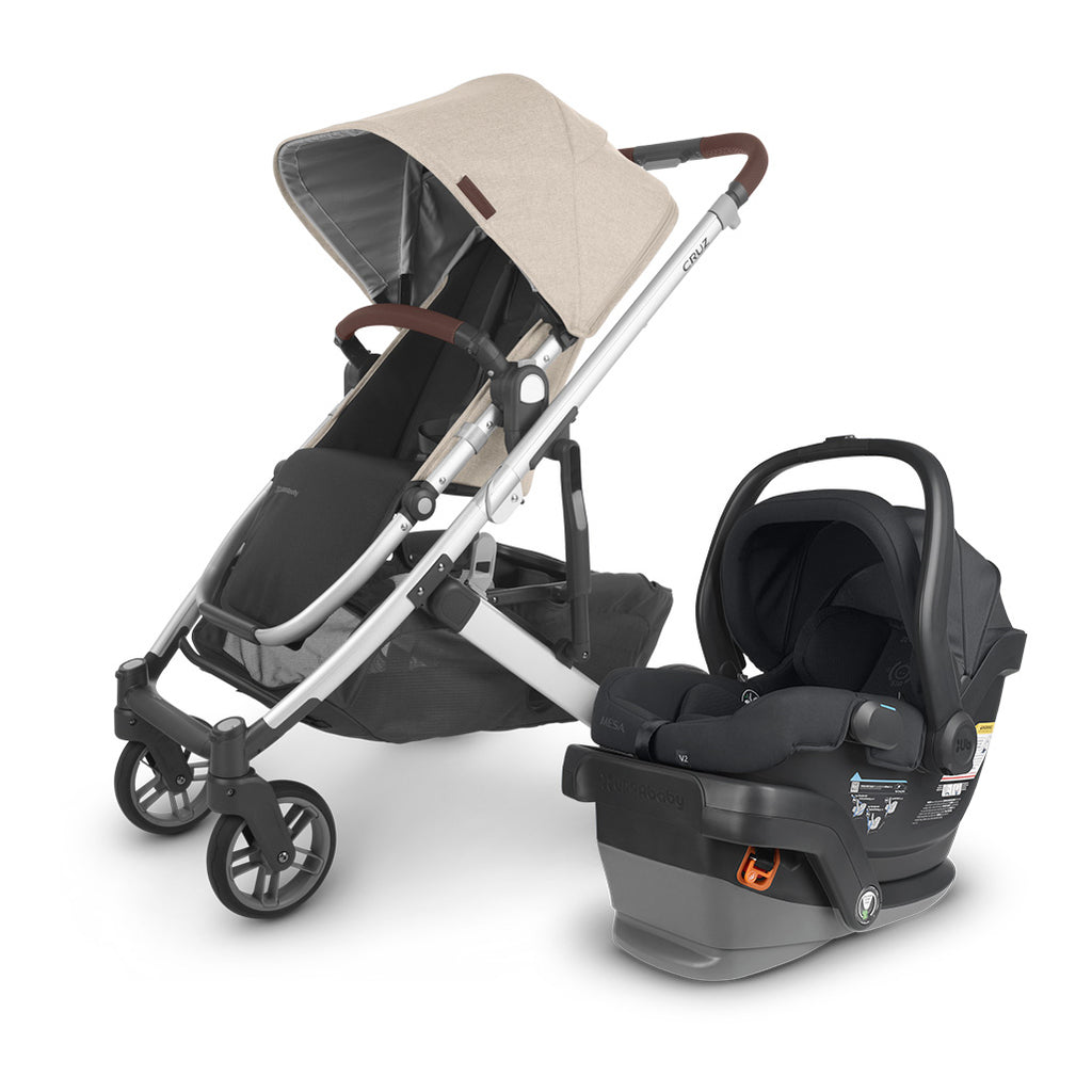 uppababy car seat mesa with cruz stroller in declan