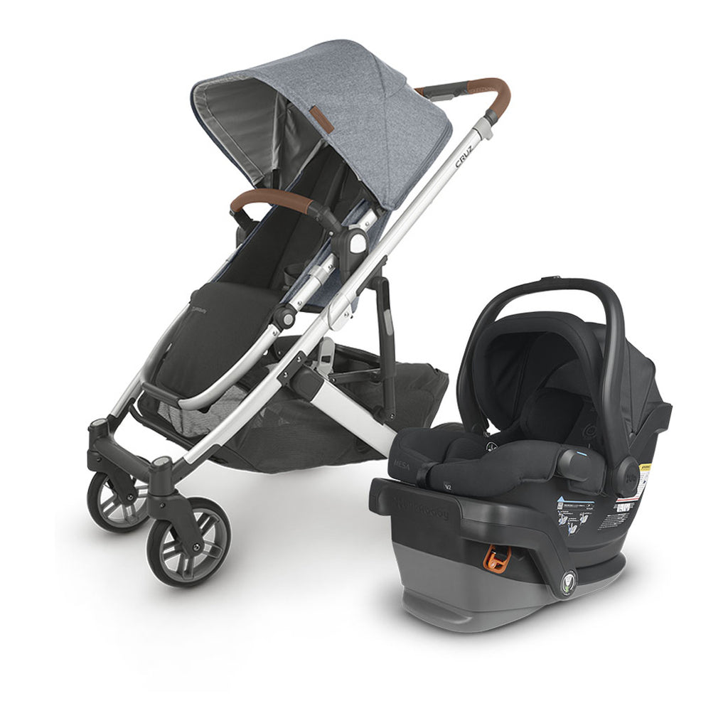 uppababy cruz v2 in gregory with mesa v2 infant car seat