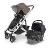 uppababy mesa car seat with cruz stroller in theo brown
