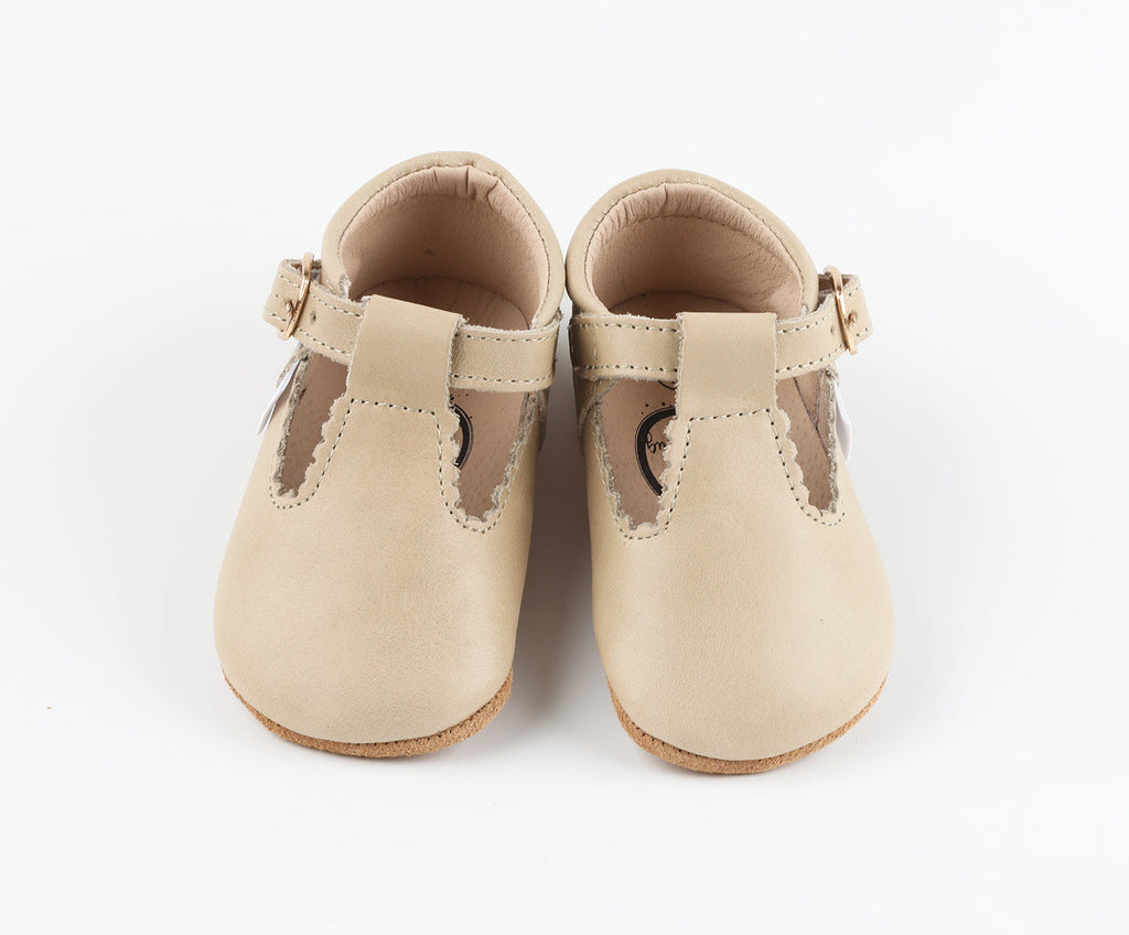 Little Love Bug Co Beige T-Bar moccasins infant shoes