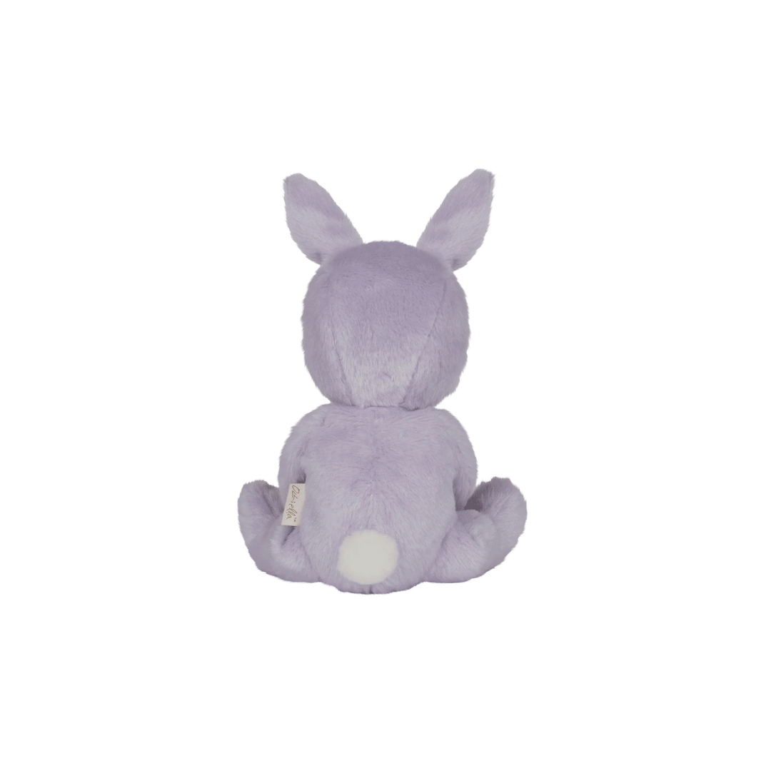 From a side angle, Olli Ella Dinky Dinkums Dolls Ð Babs Bunny Ð Purple reveals its floppy ears and soft texture as a classic stuffed toy.