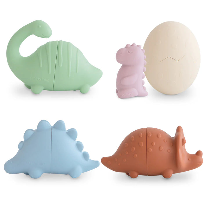 mushie mold free dino shaped bath toy set 