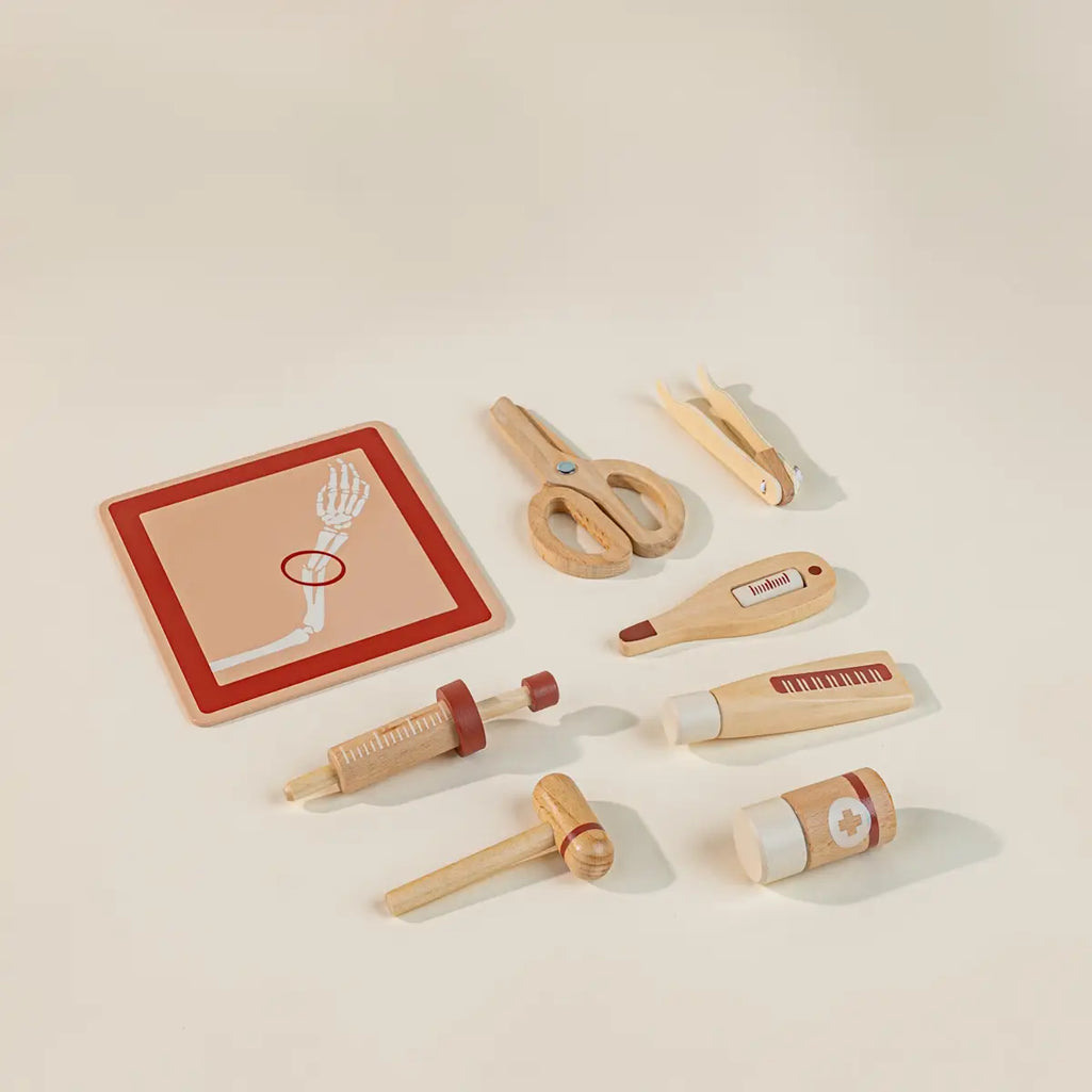 wooden toy nursing pretend play set by Coco Village