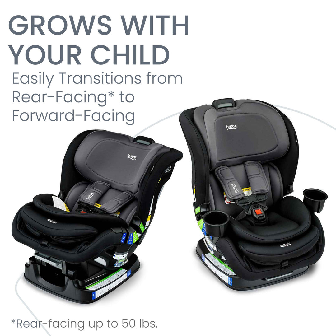 Convertible car seat by Britax transitions from rear-facing to forward-facing as your toddler grows