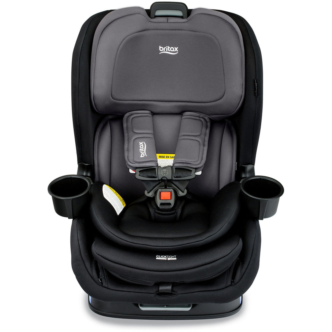 Front view of the Britax Poplar convertible car seat in Stone Onyx with 5-point safety harness