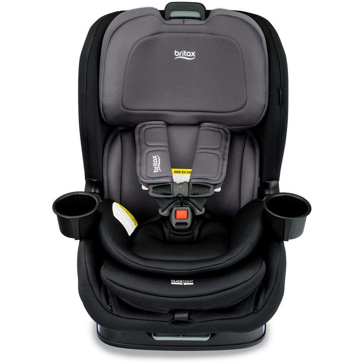 Front view of the Britax Poplar convertible car seat in Stone Onyx with 5-point safety harness