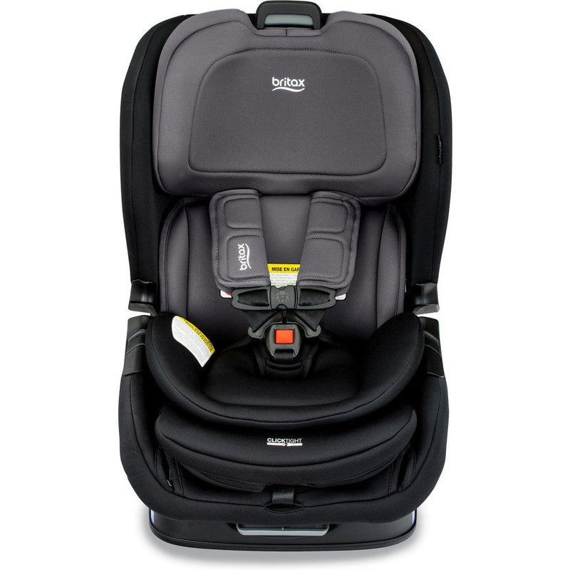 Britax Poplar convertible baby car seat graphic showing 17-inch slim design for 3-across fit