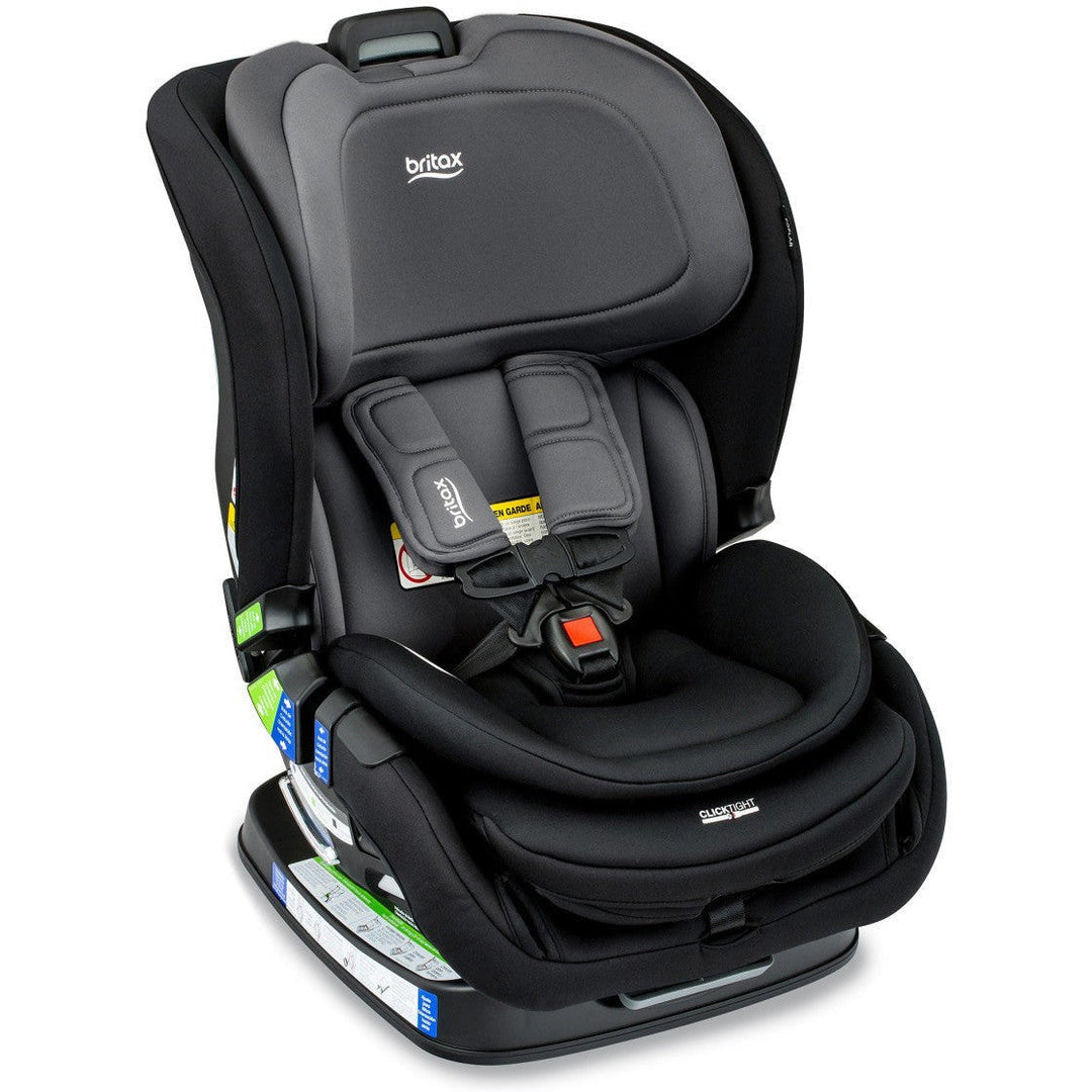Britax Poplar Convertible Car Seat in Stone Onyx shown with 5-point harness, best baby car seat for infants and toddlers