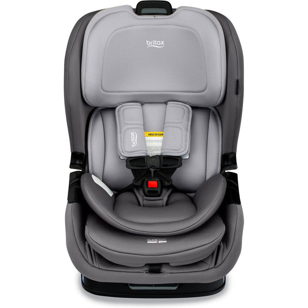 Britax Poplar convertible car seat in Glacier Graphite front angle showcasing plush padding and safety harness