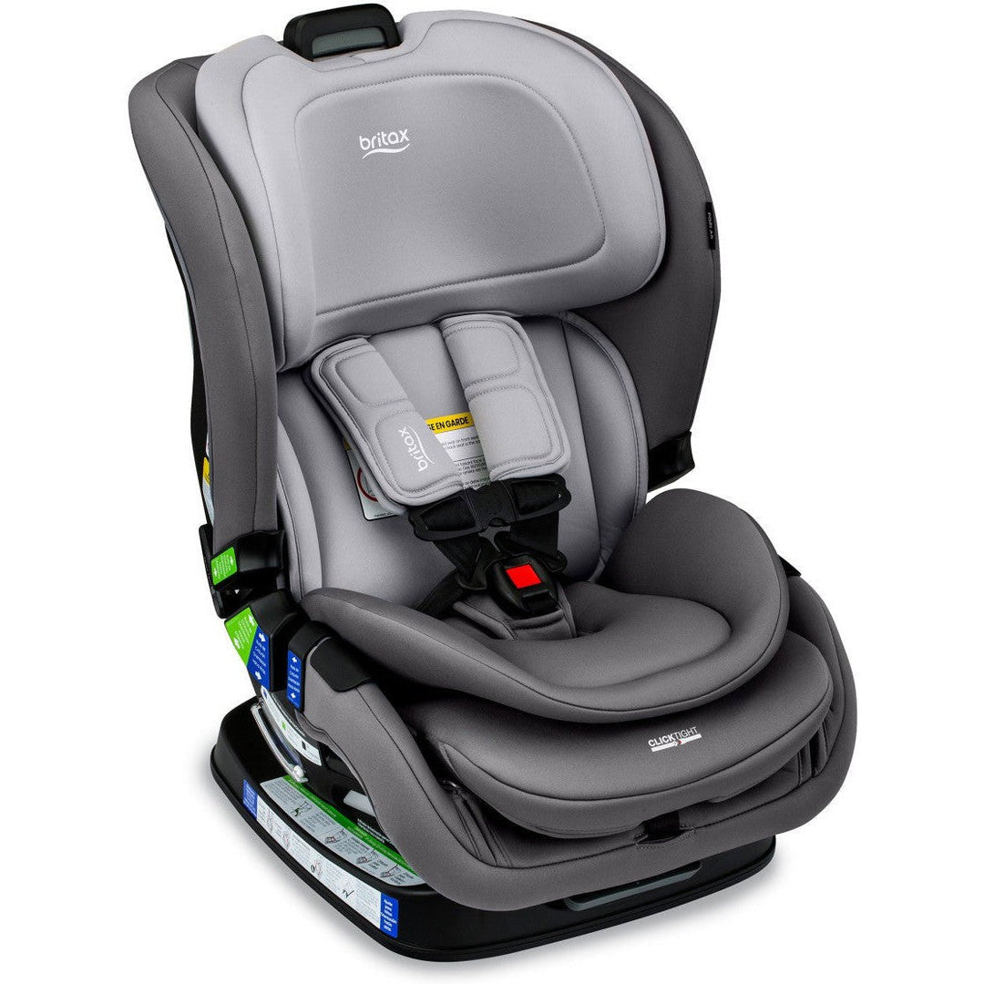 Side view of Britax Poplar Glacier Graphite toddler car seat showing slim profile and padded seat