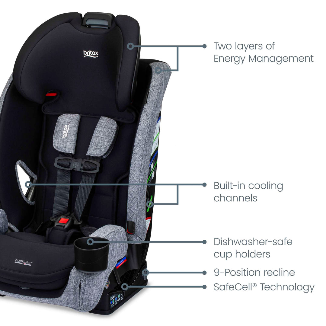 Britax One4Life Slim car seat in Raven Black featuring built-in cooling channels and a steel frame