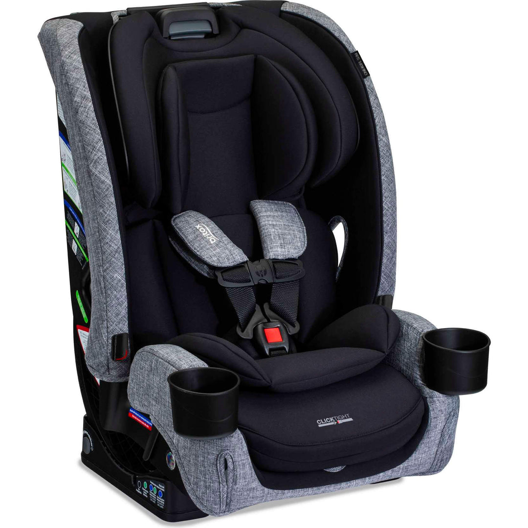 Britax One4Life Slim All-in-One Car Seat in Raven Black, right angle with ClickTight installation